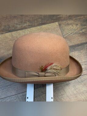 Capas Design Men’s Wool Derby Bowler Hat Camel Tan Large Made in USA